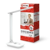 Светильник настольный светодиодный ССО 09Б 12Вт 3000-6500К 600лм сенсор-диммер с беспров. зарядкой для телефона с адаптером бел. In Home 4690612036571