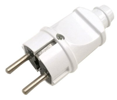 Вилка прямая с заземл. 16А бел. In Home