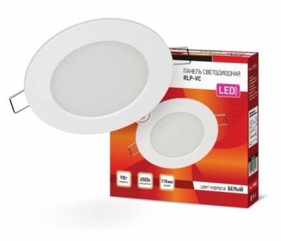 Панель светодиодная 9Вт 230В 6500К 630лм 118мм IP40 круглая белая In Home RLP-VC
