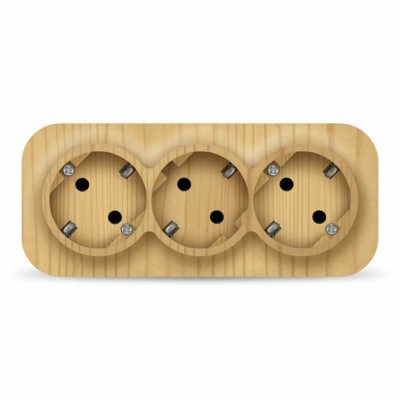 Розетка 3-м ОП 16А IP20 с/з сосна IONICH 1440