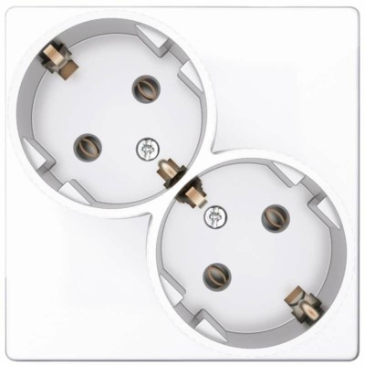 Розетка 2-м СП Simon24 16А IP20 2х2P+E Schuko без защ. шторок механизм бел. Simon 2450459-030