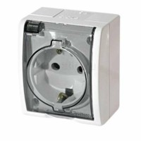 Розетка 1-м ОП Simon15 16А IP54 250В с/з с крышкой винт. клеммы бел. Simon 1594445-030