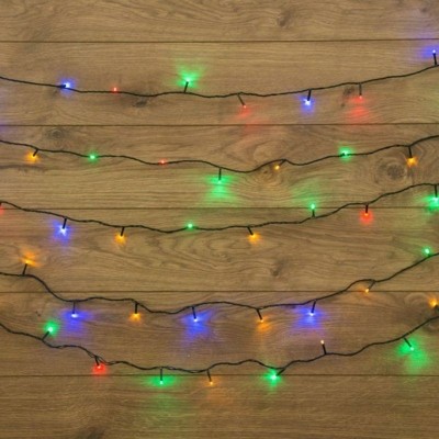 Гирлянда светодиодная "Твинкл Лайт" 4м 25LED мультиколор 2Вт 230В IP20 с контроллером 8 режимов провод ПВХ темн. зел. Neon-Night 303-019