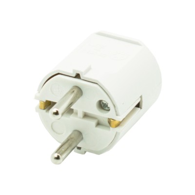 Вилка в розетку с заземлением прямая круглая Oxion Comfort OX-PLCNTWH