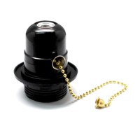 Патрон E27 с вытяжным выключателем бакелитовый чёрный Oxion PH-005