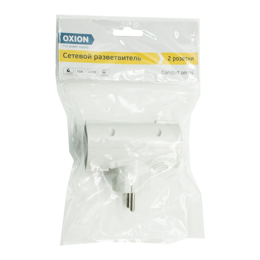 Разветвитель сетевой 2 гнезда Oxion Comfort OX-ACADP2X16.1X16WH — изображение 3