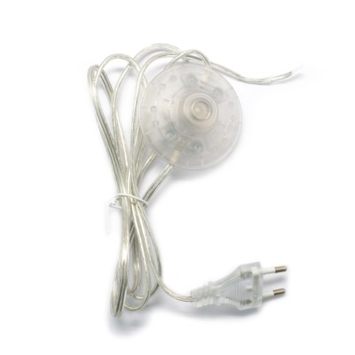 Шнур 2х0,50мм2 с ножным выкл. 1,8м прозрачный Oxion OX-PWS-21