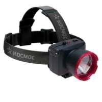 Фонарь светодиодный налобный аккумуляторный H1W LED 1Вт 2 режима аккум. 0.5А.ч ЗУ 220В Космос KOCAccuH1WLED