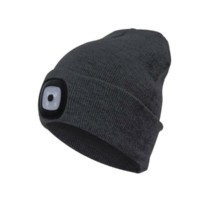 Шапка с фонариком 215х205х5 черн. (фонарь 66х50х15мм снимается; аккум. 3.7В/200мА.ч) 3 режима свечения Космос KOCHat_black