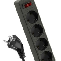 Удлинитель сетевой с фильтром 4х1.5м с/з 10А IP20 2.2кВт 3х0.75 с предохранителем с выкл. с индикатором сети Космос FKsm1.5m-4g(B)