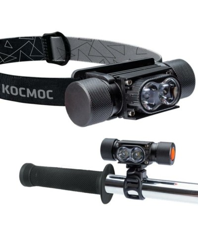 Фонарь светодиодный налобный аккумуляторный/велосипедный LED 10Вт аккум. съемн. Li-ion 18650 1.2А.ч USB-шнур алюм. Космос KOS501Lit