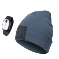 Шапка с фонариком 215х205х5 сер. (фонарь 68х40х23мм снимается и крепится в другое место; аккум. 3.7В/300мА.ч) 3 режима свечения+функция SOS Космос KOCHat2_grey