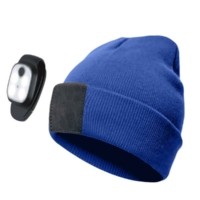 Шапка с фонариком 215х205х5 син. (фонарь 66х50х15мм снимается; аккум. 3.7В/200мА.ч) 3 режима свечения Космос KOCHat_b