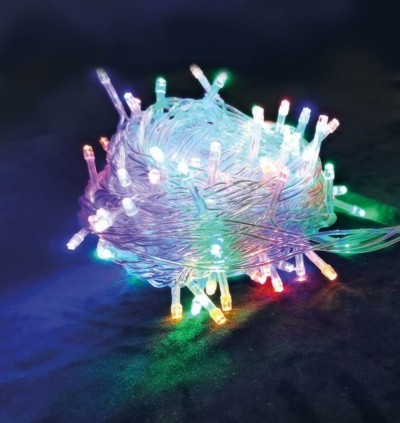 Гирлянда светодиодная 100LED бел. прозр. провод 6.5м расстояние между лампами 6см 8 режимов мигания Космос