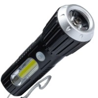 Фонарь светодиодный аккумуляторный ручной LED 1Вт + COB 2Вт коллим линза аккум. Li-ion 18650 1А.ч USB-шнур ABS-пластик Космос KOS114Lit