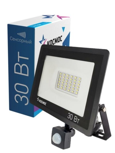 Прожектор светодиодный 30Вт 6500К IP65 2400лм с датчиком Super-Slim Космос K_PR5_LED_30S