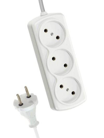 Удлинитель сетевой 3х1.5м 6А IP20 ПВС 2х0.75 Космос YKsm1.5m-3g(6A)S