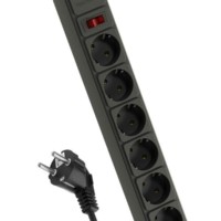 Удлинитель сетевой с фильтром 6х3м с/з 16А IP20 3.5кВт 3х1 с предохранителем с выкл. с индикатором сети черн. Космос FKsm3m-6g(B)16A