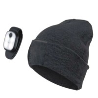 Шапка с фонариком 215х205х5 черн. (фонарь 68х40х23мм снимается и крепится в другое место; аккум. 3.7В/300мА.ч) 3 режима свечения+функция SOS Космос KOCHat2_black