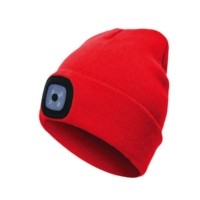 Шапка с фонариком 215х205х5 красн. (фонарь 68х40х23мм снимается и крепится в другое место; аккум. 3.7В/300мА.ч) 3 режима свечения+функция SOS Космос KOCHat2_red