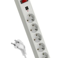 Удлинитель сетевой с фильтром 5х1.8м с/з 10А IP20 2.2кВт 2хUSB 3х0.75 с предохранителем Космос FKsm1.8m-5g(W)USB