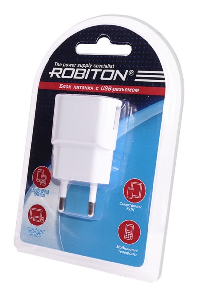 Robiton USB1000 white 1000mA с USB входом BL1