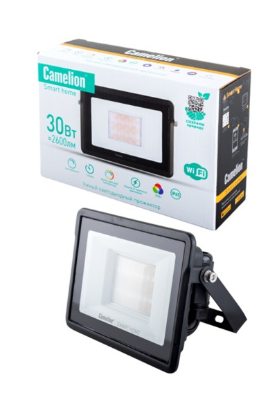 Camelion Smart Home LFL/SH-30/RGBCW/WIFI светодиодный диммируемый 30Вт 2700-6500K+RGB IP65 черный