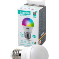 Camelion Smart Home LSH7/G45/RGBCW/Е27/WIFI диммируемая 7Вт Е27 RGB