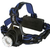 Фонарь светодиодный налобный аккумуляторный E150 CREE 3Вт фокус 3 режима 220В пластик. черн. (бокс) Ultraflash 12188