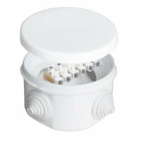 Коробка КМЭР ОП d75х45мм IP54 с клемм. 4 выхода 4 гермоввода 10А 6 контактов крышка защелкивающаяся бел. Epplast 240343