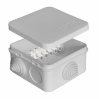 Коробка КМЭР ОП 75х75х45мм IP54 10А 6 выходов 6 контактов 3 гермоввода с клемм. крышка защелкивающаяся сер. Epplast 220324