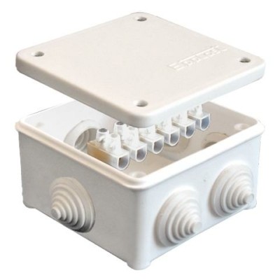 Коробка КМЭР ОП 85х85х45мм IP54 с клемм. 7 выходов 3 гермоввода 10А 6 контактов крышка на винтах бел. Epplast 130113