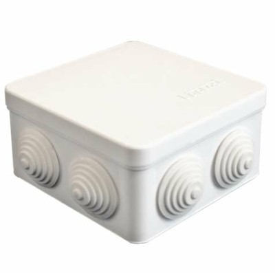 Коробка КМЭР ОП 105х105х56мм IP54 7 выходов 4 гермоввода крышка защелкивающаяся бел. Epplast 100011
