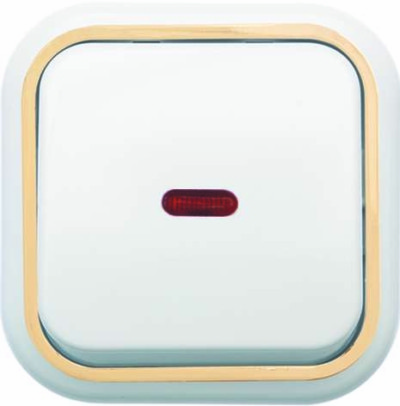 Выключатель 1кл. ОП Валентина 10А IP20 А16-054 с инд. бел./зол. Кунцево 7633