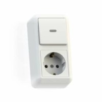 Блок комбинированный ОП БКВР-432 Оптима (1-кл. выкл. с подсветкой + розетка с/з) бел. Кунцево 8065