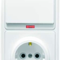 Блок БКВР-056 Бэлла (1-кл. выкл. с подсветкой + розетка с/з) бел. Кунцево 5821