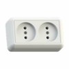 Розетка 2-м ОП Оптима РА10-373 10А IP20 с монтаж. пластиной бел. Кунцево 8009