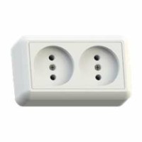 Розетка 2-м ОП Оптима РА10-373 10А IP20 с монтаж. пластиной бел. Кунцево 8009