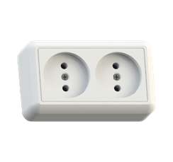 Розетка 2-м ОП Оптима РА10-373 10А IP20 с монтаж. пластиной бел. Кунцево 8009