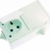 Розетка 2-м ОП РА16-759 16А IP44 с/з ПГ бел. Кунцево 5907