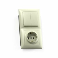 Блок СП БКВР-412 Селена (2-кл. выкл. + розетка с/з) сл. кость Кунцево 8177