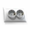 Розетка 2-м СП Селена РС16-401 16А IP20 с/з защ. шторки бел. Кунцево 8122