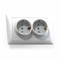 Розетка 2-м СП Селена РС16-401 16А IP20 с/з защ. шторки бел. Кунцево 8122