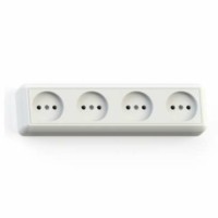 Розетка 4-м ОП Оптима РА16-402 16А IP20 с монтаж. пластиной бел. Кунцево 8024