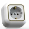 Розетка 1-м ОП Валентина РА16-638 16А IP20 с/з бел./зол. Кунцево 7641