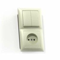 Блок СП БКВР-409 Селена (2-кл. выкл. + розетка) сл. кость Кунцево 8171