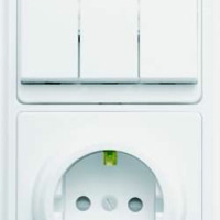 Блок БКВР-036 Бэлла (3-кл. выкл. + евророзетка с защ. шторками) бел. Кунцево 5847