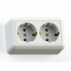 Розетка 2-м ОП Оптима РА16-374 16А IP20 с/з с монтаж. пластиной бел. Кунцево 8010