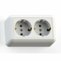 Розетка 2-м ОП Оптима РА16-374 16А IP20 с/з с монтаж. пластиной бел. Кунцево 8010