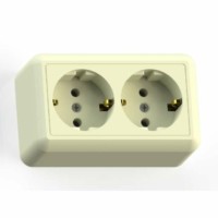 Розетка 2-м ОП Оптима РА16-374 16А IP20 с/з с монтаж. пластиной сл. кость Кунцево 8038